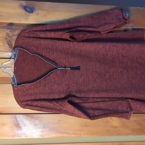 XXL ladies long sleeve tunic top zipper detail